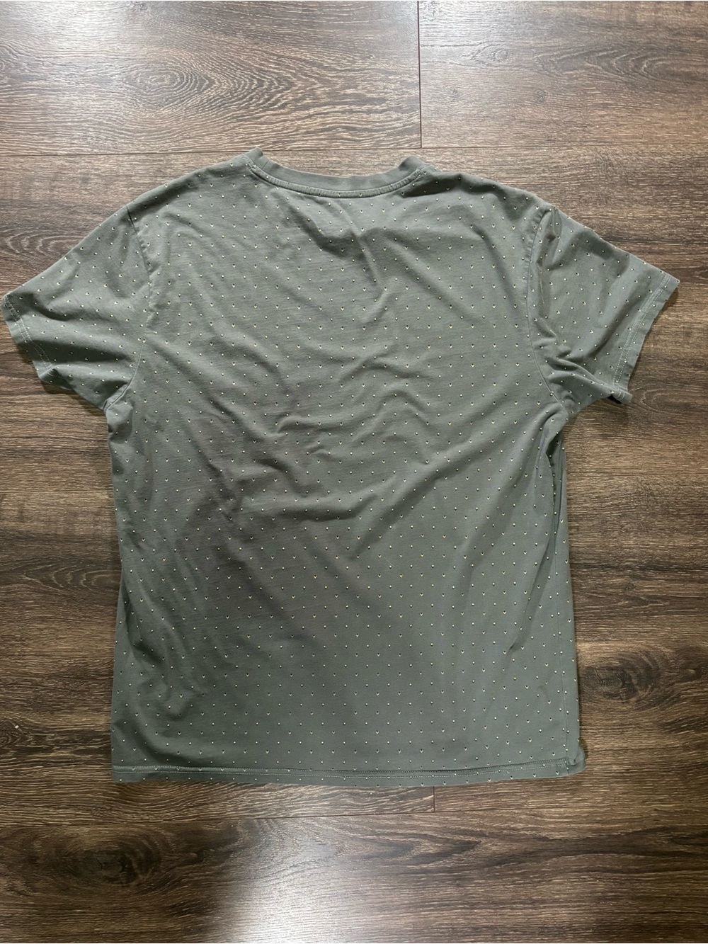 Kenneth Cole Olive V-Neck Tee with Gold Dot Detail - Picture 3 of 5